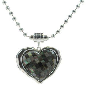 Joseph Esposito Solid 925 Sterling Silver Magnetic M.O.P. Heart Necklace
